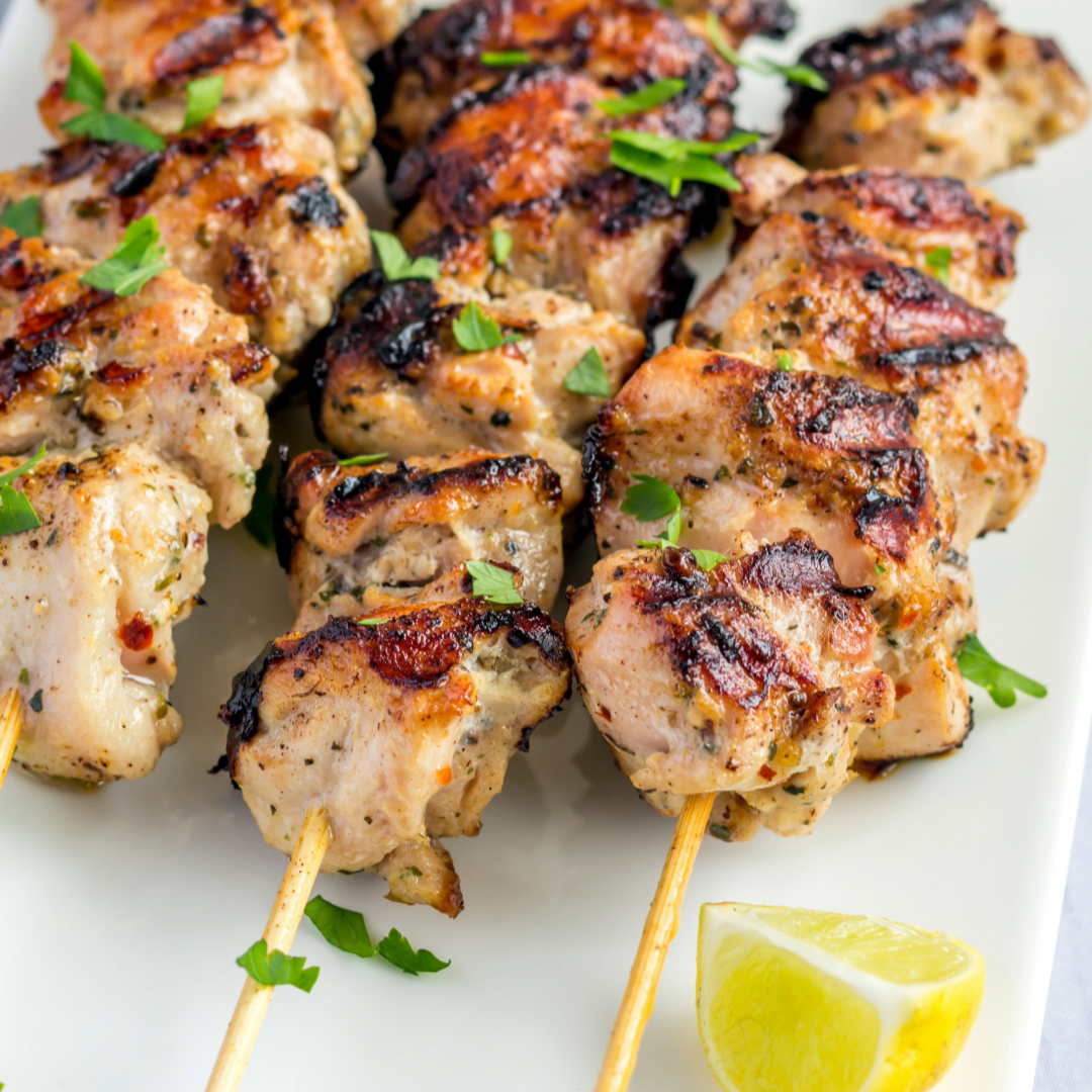 Kebab de Frango com Quinoa arabesca e Legumes assados