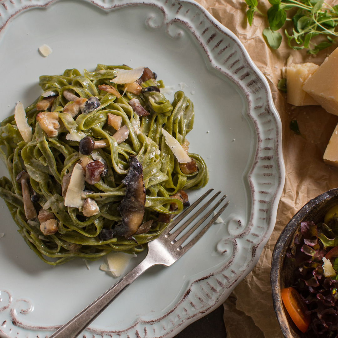 Massa Pesto c/ Cogumelos Pleurotus &amp; Grana Padano