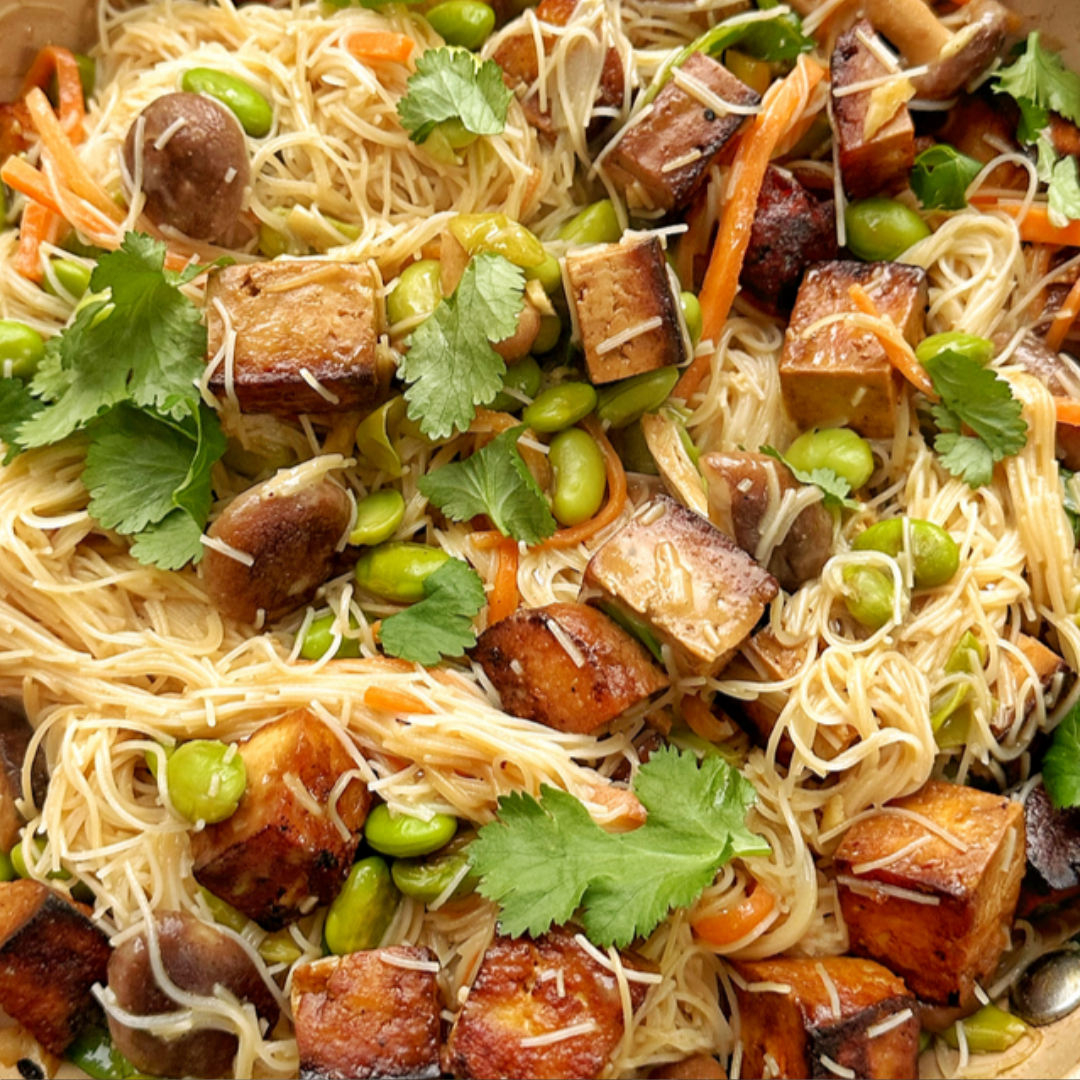 Noodles (Vermicelli) Vietnamita de Tofú &amp; Pak Choi Salteada